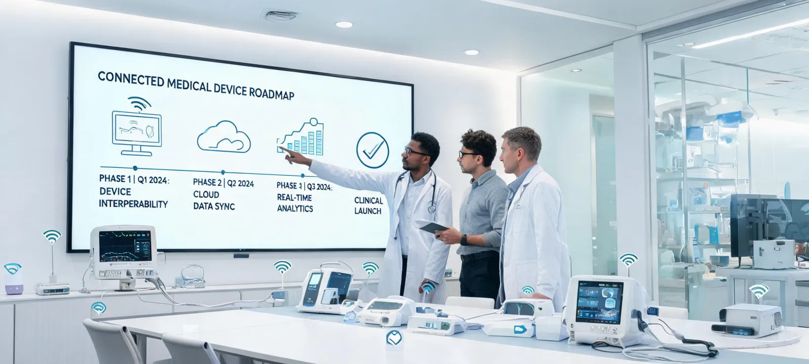 Connected medical device planning room