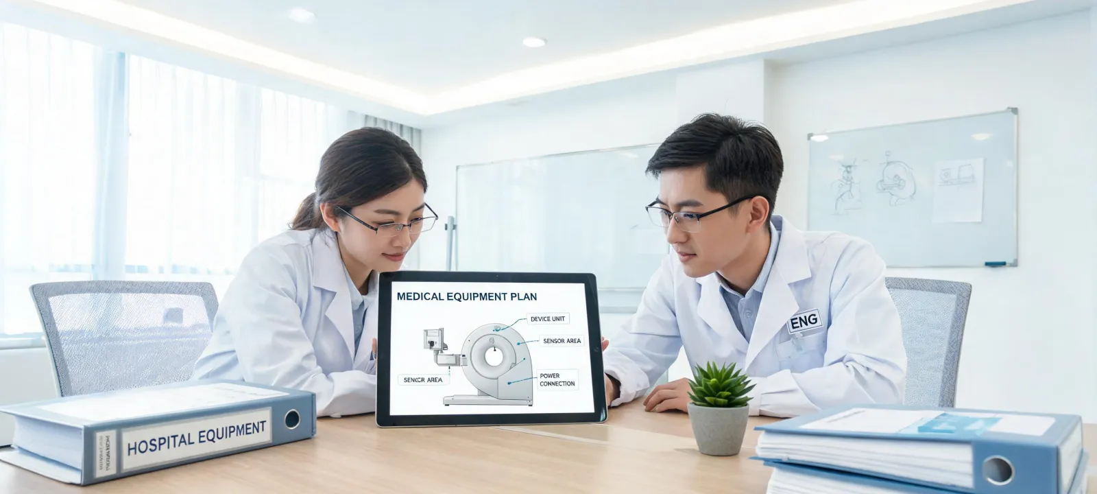 Clinical specialist reviewing device plan