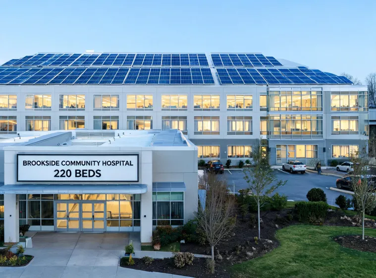 Community hospital rooftop solar panels